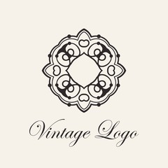 Vintage ornamental template for logo design. Flourishes calligraphic elegant retro royal sign