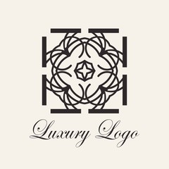 Vintage ornamental template for logo design. Flourishes calligraphic elegant retro royal sign