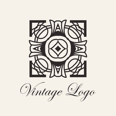 Vintage ornamental template for logo design. Flourishes calligraphic elegant retro royal sign