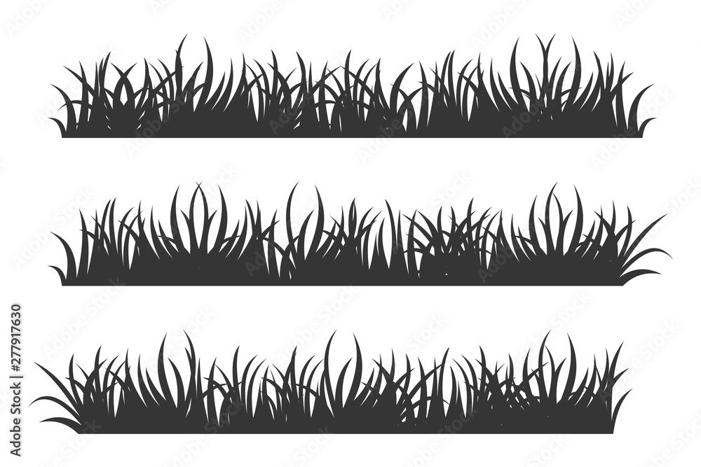 Poster set of black Grass Silhouettes on White Backround icon template color editable. Grass symbol vector sign isolated vector illustration for graphic and web design.