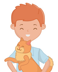 Boy with cat cartoon design