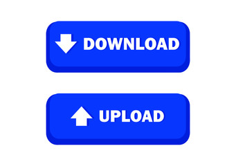 Fototapeta premium blue button download and upload set for web. isolated vector. 
