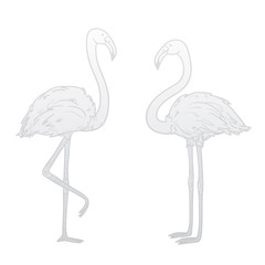 Abstract flamingos. Cartoon birds. Image for polygraphy, t-shirts and textiles. Black and white illustration