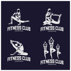 Set of Beautiful fitness logo vector. Yoga Logo Template. Women Healthy Sexy body design vector.