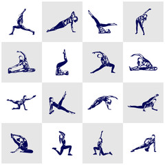 Set of Beautiful fitness logo vector. Yoga Logo Template. Women Healthy Sexy body design vector.