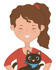 Girl with cat cartoon design