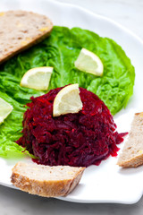 still life of fresh beetroot salad