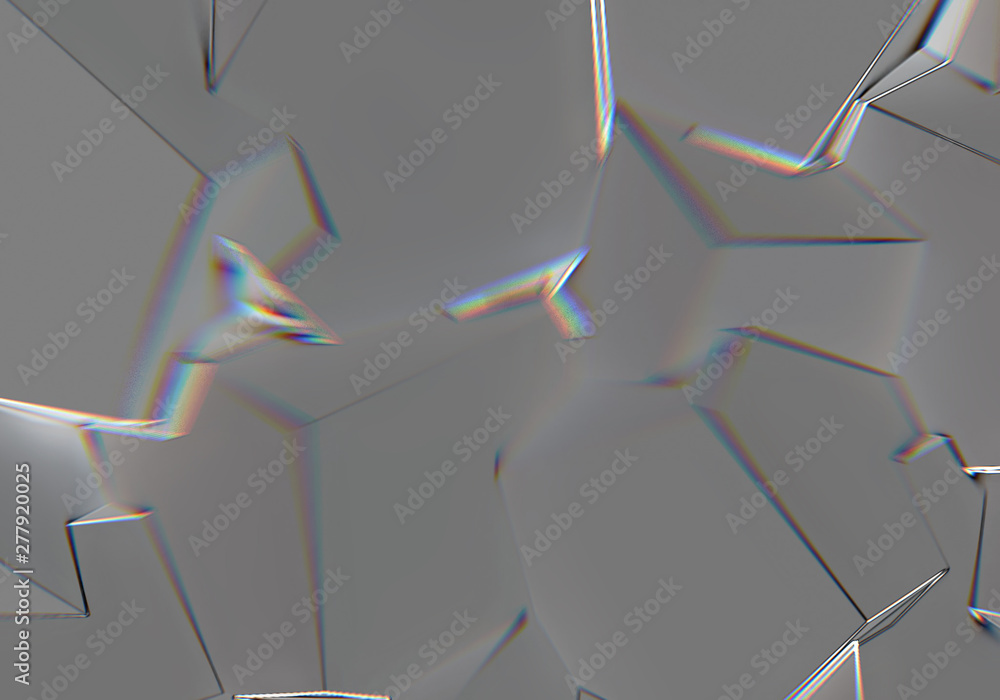 Poster abstract background with 3d shapes and prism color shift