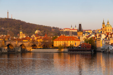 Panorama of Hradcany at sunrise, Czech Republic