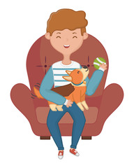 Boy with dog cartoon design