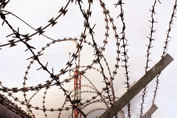 Prison imprisonment background, of war in prisons, barbed wire, Phuket, Thailand