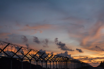 Fototapeta premium Background War Net Barrier Barbed Wire Conflict in Phuket Thailand