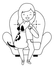 Girl with dog cartoon design
