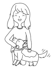 Girl with dog cartoon design