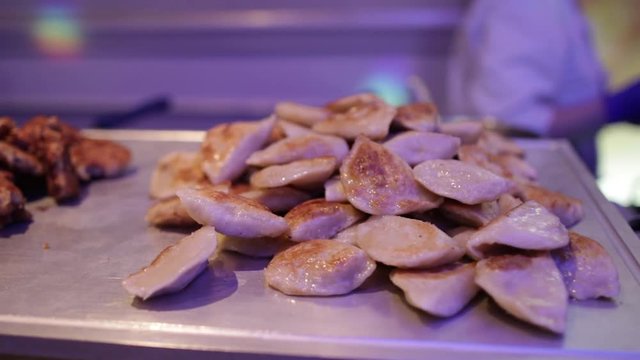 Grilled fish parallax on tray buffet