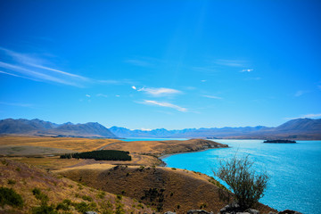 Fototapeta na wymiar Blue Lake Tekapo (New Zealand)