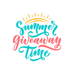 Vintage card with summer giveaway lettering. Calligraphy text. Decoration template. Vector illustration for holiday design.