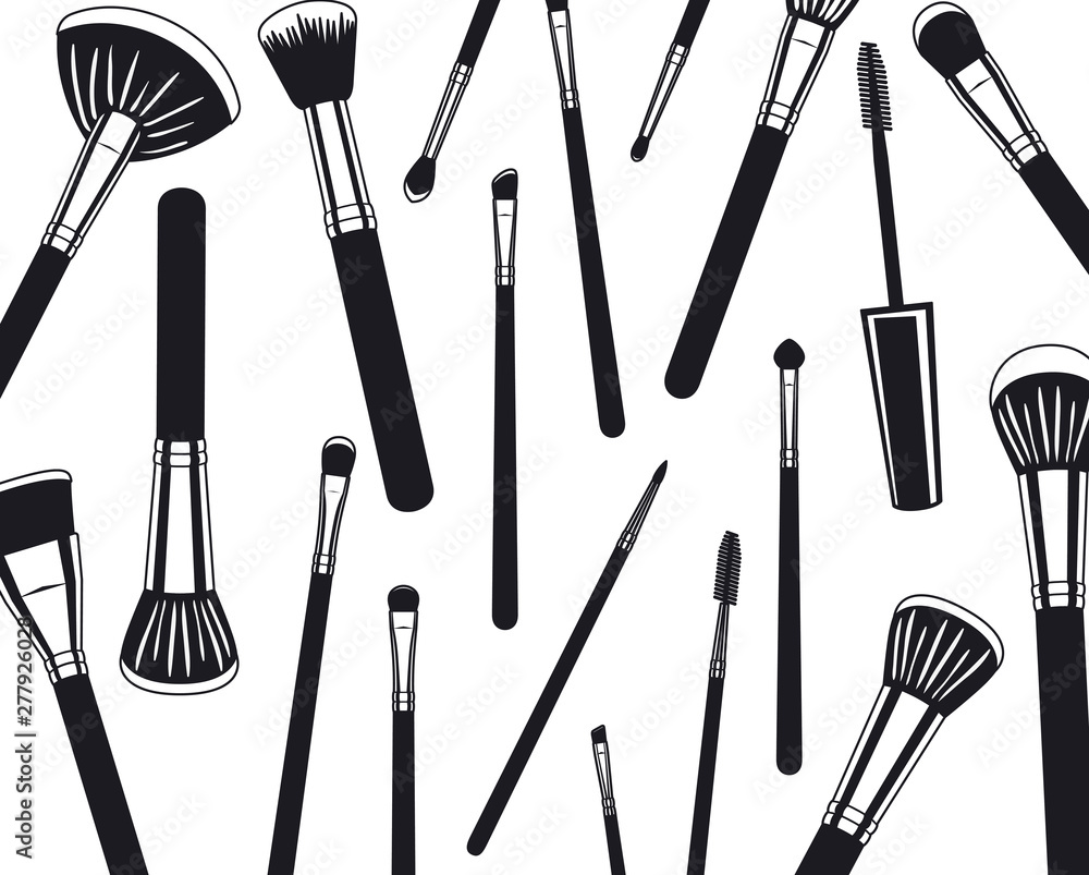 Poster make up brushes accessories pattern