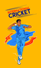 Vector sketch of a cricket Spin bowling - Vector