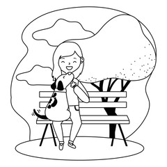 Girl with dog cartoon design