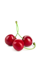 Sweet red cherries isolated on white background macro