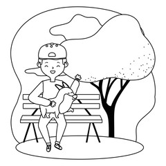 Boy with dog cartoon design