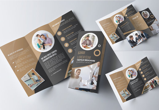 Tan and Dark Gray Business Brochure Layout