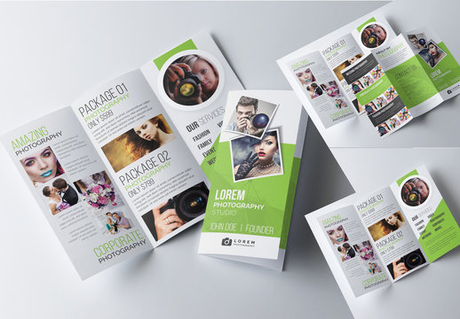 Green Trifold Photography Brochure Template