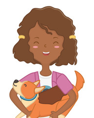 Girl with dog cartoon design