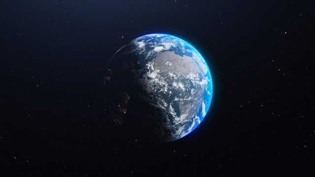 Earth blue planet in space. 3d illustration for science, astronomy and business.