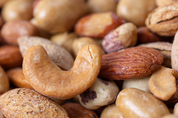 Natural background made from different kinds of nuts