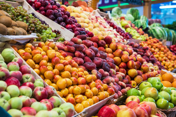 Assortment of fresh fruits at the market