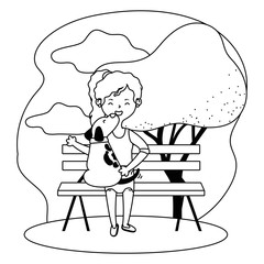 Girl with dog cartoon design