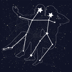 Obraz na płótnie Canvas Gemini constellation. Starry night sky. Vector illustration