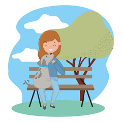 Girl with dog cartoon design