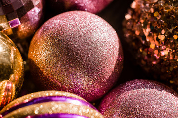 beautiful shiny christmas balls close up