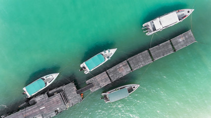 Top view from sky of boat marina.