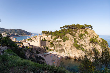 Fototapeta na wymiar Landscape of the walls of Tossa de Mar