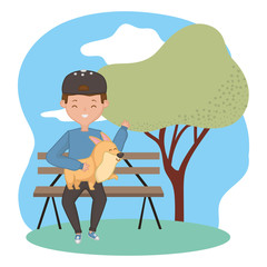 Boy with dog cartoon design