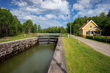 Fototapeta na wymiar Schleuse im Götakanal, Schweden
