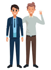 Family father with adult son cartoon