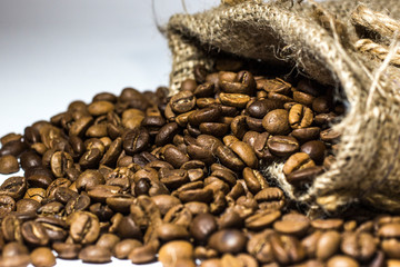 Coffee beans in the bag ready for sale.