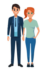Young adult couple greeting cartoon