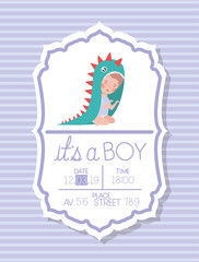 its a boy baby shower card with kid disguised