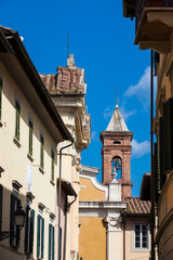 Fototapeta na wymiar Bell tower of the Church of San Giuseppe built on 1710 in Pisa