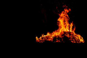 Bonfire Works with graphic creators. on black background light, The collection of fire. Suitable for use in the design, editing, decoration, use on both print and website.