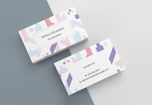 Business Card Layout with Abstract Designs
