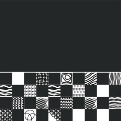 Black and white graphic background. Sketch, doodle, line. Vector.
