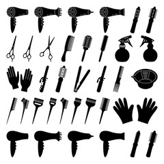 37 black and white hairdresser tools