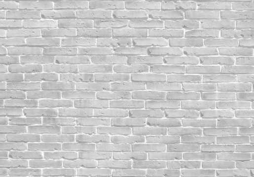 Fototapeta White  grey old brick wall texture design mock up for backgrounds, banners, covers.     